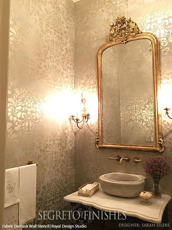 Damask Fabric Wall Stencil - Reusable DIY Painting Template for Home Decor, Bedroom & Living Room Wall Art Projects