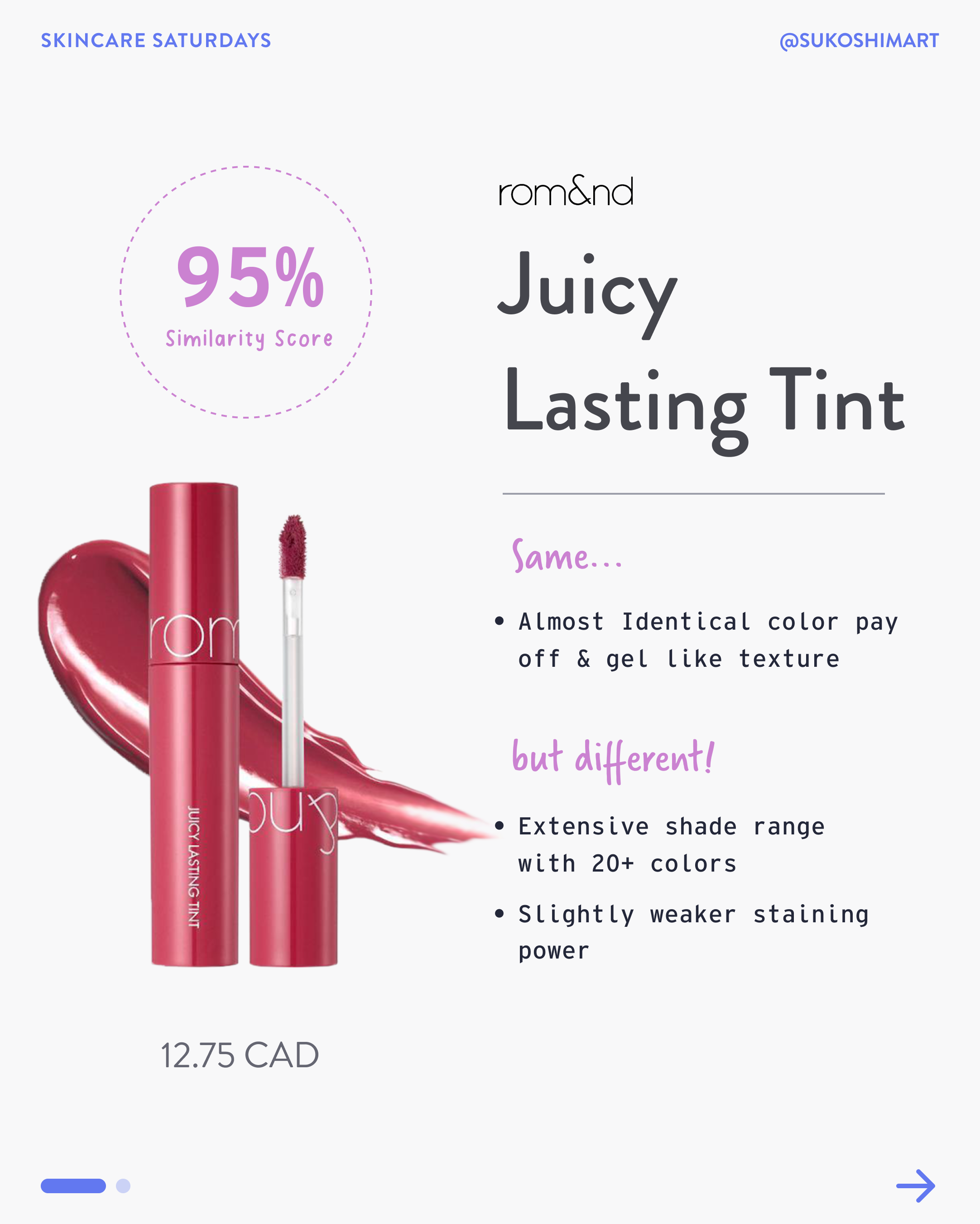Rom&nd Juicy Lasting Tint - Long-Lasting Hydrating Lip Stain in Bare Juicy Nude Shade | Perfect for Everyday Wear, Date Night & Makeup Looks