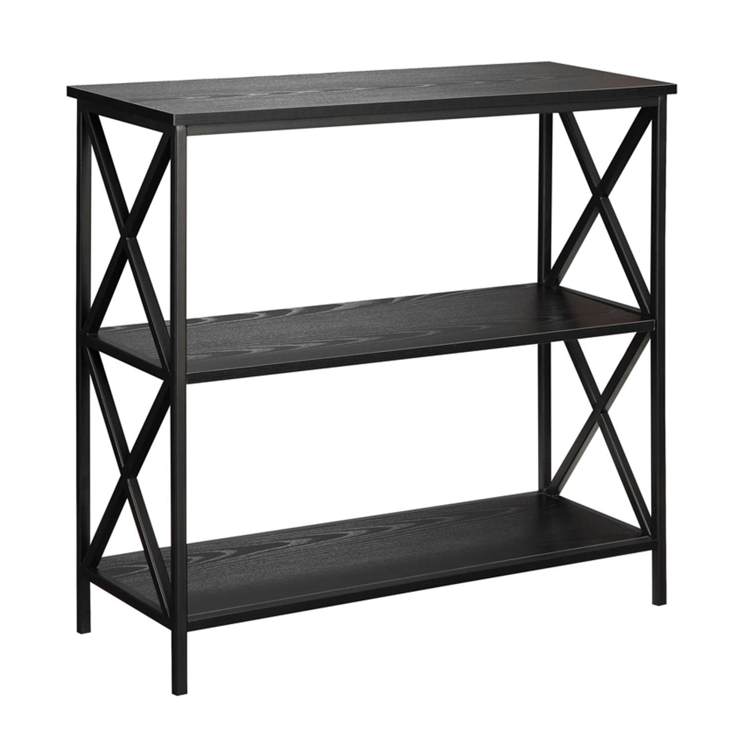 Convenience Concepts Tucson 3-Tier Bookcase Shelf - Black Wooden Storage Organizer for Living Room, Bedroom, Office & Study - Perfect for Books, Decor & Display Items