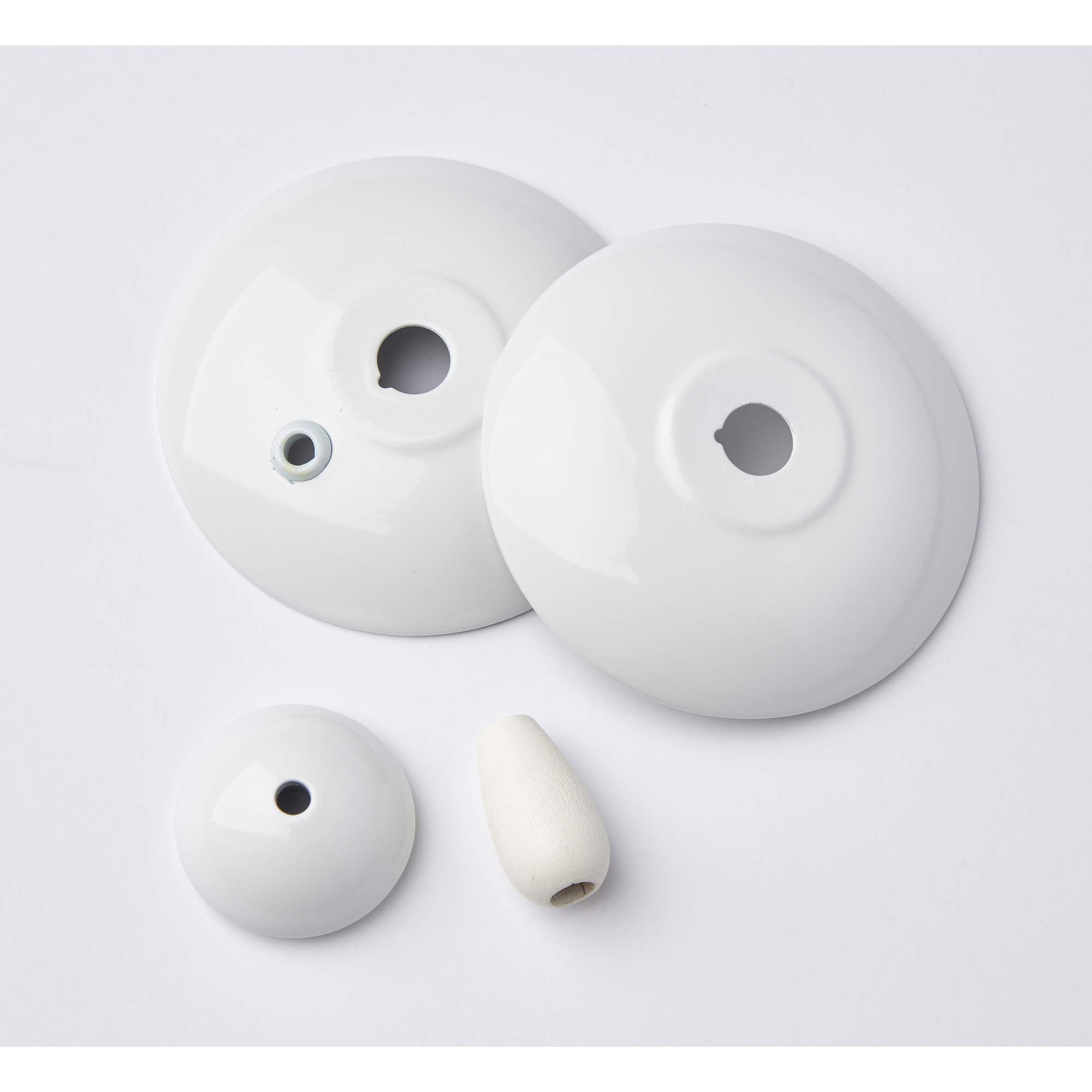 Kathy Ireland HOME FN300WW Steel Bowl Cap for Ceiling Fan Light Fixtures - Appliance White Finish, Finial Pack - Perfect for Living Room, Bedroom & Outdoor Ceiling Fan Replacement
