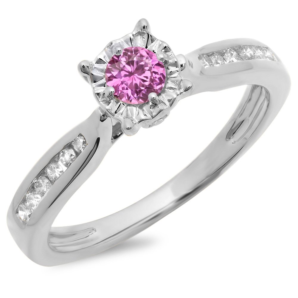 14K Gold Pink Sapphire & White Diamond Solitaire Engagement Ring for Women - Elegant Bridal Jewelry for Proposals, Weddings & Anniversaries | Dazzlingrock Collection