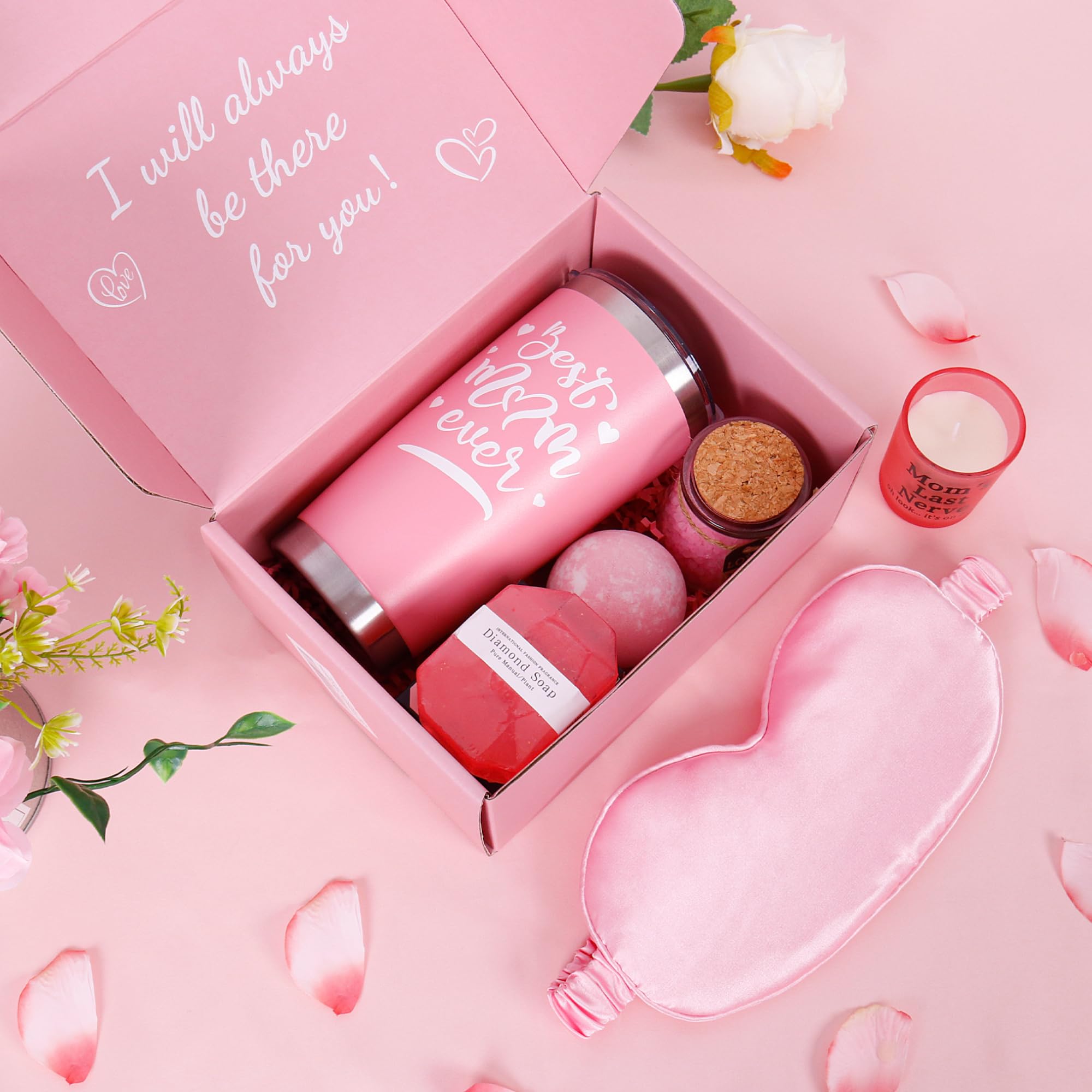 Relaxing Spa Gift Basket Set for Women - Best Mom Ever Bath & Body Care Kit - Mother's Day, Christmas Gifts from Daughter, Son or Sister (Pink) | Perfect for Self-Care, Birthday Presents & Stress Relief