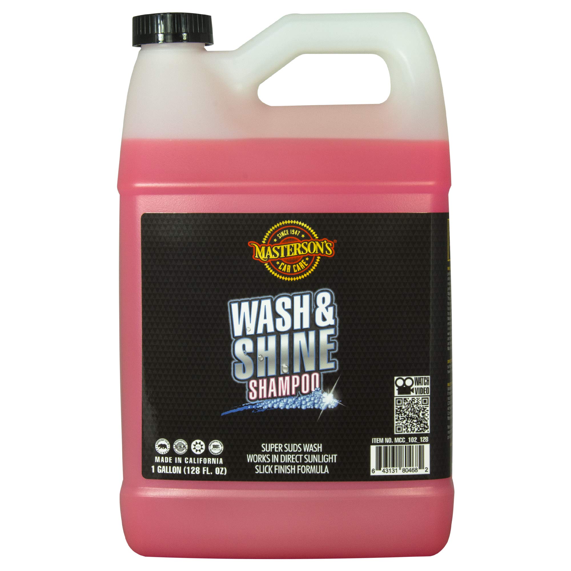 MASTERSON'S CAR CARE MCC_102_128 Premium Car Wash Shampoo - 1 Gallon Foam Cannon & Power Washer Compatible - pH Balanced Wash & Shine Soap for Bucket & Touchless Cleaning - Perfect for Cars, Trucks & Motorcycles
