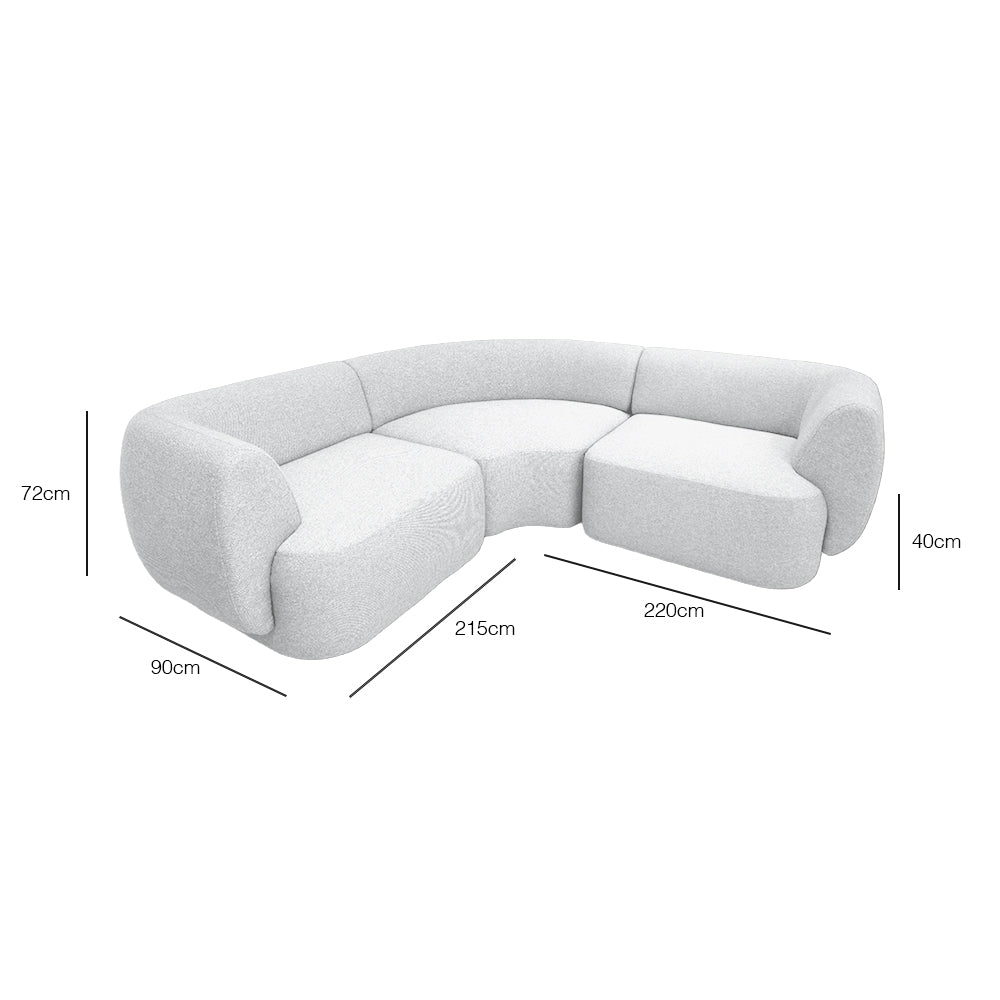 Pebble Corner 4-Seater Sectional Sofa with EcoClean Fabric - Modern L-Shaped Couch for Living Room, Family Room & Small Spaces
