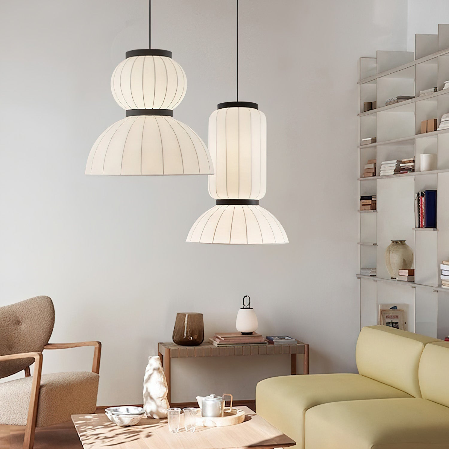 Luxury Mulberry Silk Lantern Pendant Light - Elegant Handmade Chandelier for Bedroom, Dining Room & Living Room Decor