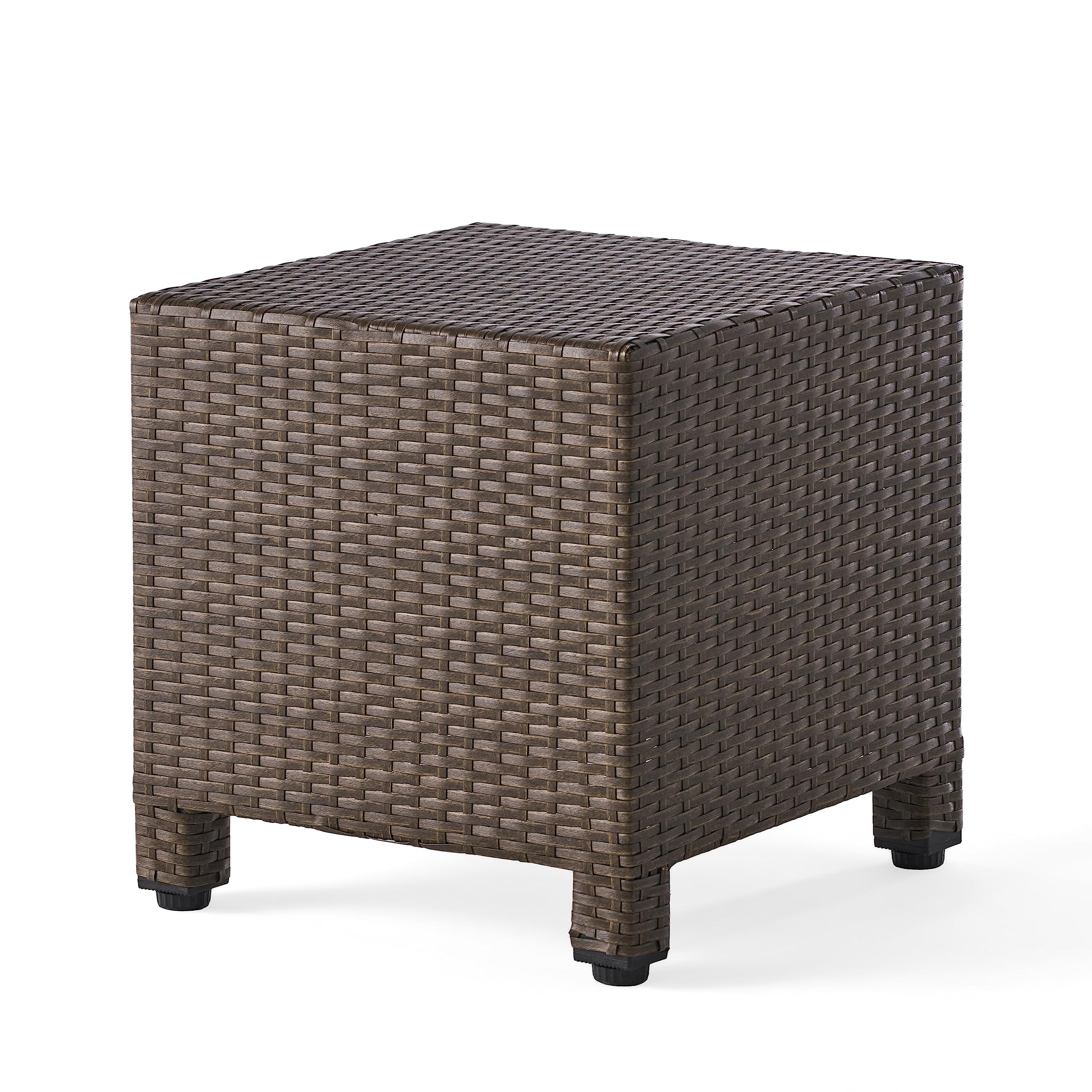 Christopher Knight Home Puerta Outdoor Wicker Side Table - Light Brown Rattan End Table for Patio, Porch, Garden & Poolside Decor