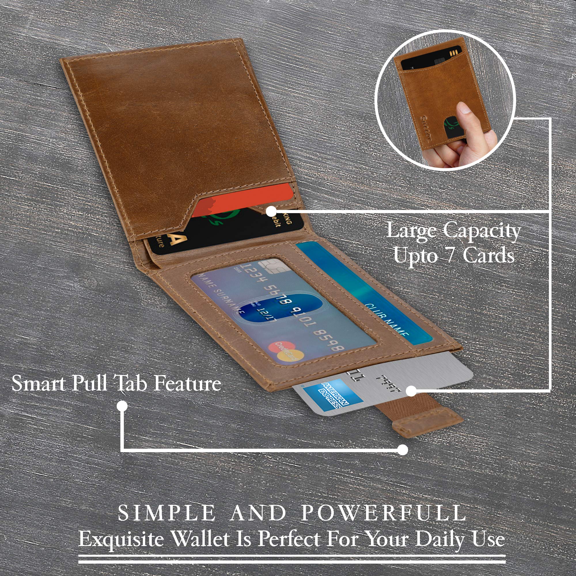 Premium Genuine Leather RFID Blocking Wallet - Slim Credit Card Holder for Men & Women with Ultra-Strong Stitching (4.33x3.35 Inch, Tan) - Perfect for Everyday Carry, Travel & Business Use