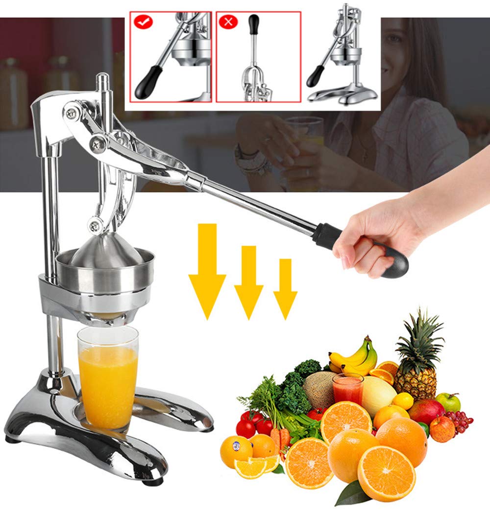 Premium Stainless Steel Manual Citrus Juicer - Heavy Duty Hand Press for Lemon, Orange, Pomegranate - Portable Kitchen Gadget for Home & Commercial Use (Silver) | Perfect for Fresh Juice, Cocktails & Healthy Drinks