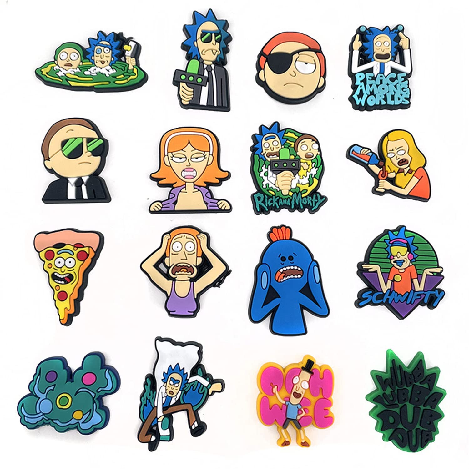 Rick and Morty Shoe Charms - Cartoon PVC Anime Shoe Accessories for Decorations, Party Favors, Birthday Gifts - Fun Clog Pins for Adults, Women & Men - Perfect for Cosplay, Conventions & Themed Events