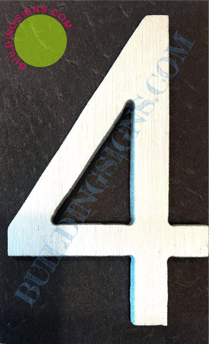 Elegant Aluminum Number 4 Door Sign - Brush Silver Finish, Rust-Free with Double-Sided Tape (2.75 Inch) - Perfect for Home, Office & Apartment Door Decor
