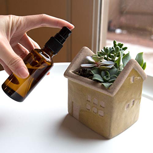 12 Pack Empty Amber Glass Spray Bottles (6x4oz + 6x2oz) - Refillable Essential Oil Containers with Black Trigger Sprayer for Fine Mist & Stream - Perfect for Aromatherapy, DIY Cleaning Products, Skincare & Travel Size Liquids