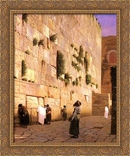 Solomon's Wall Jerusalem 20x24 Gold Ornate Wood Framed Canvas Art by Jean Leon Gerome - Biblical Home Decor for Living Room, Church & Office