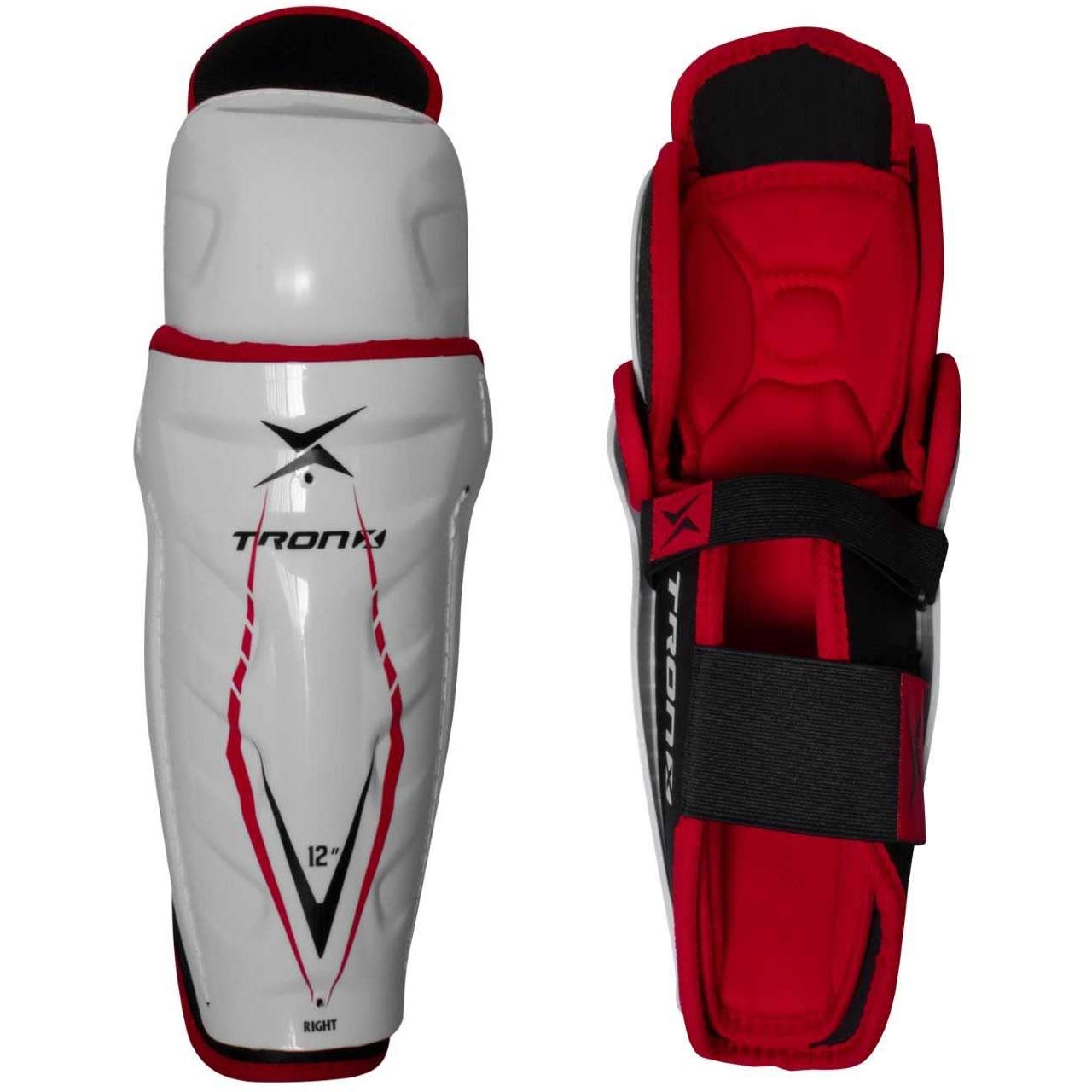 TronX Force Senior Adult Ice Hockey Shin Guards - Protective Gear for Hockey Players - Perfect for Games, Practice & Training