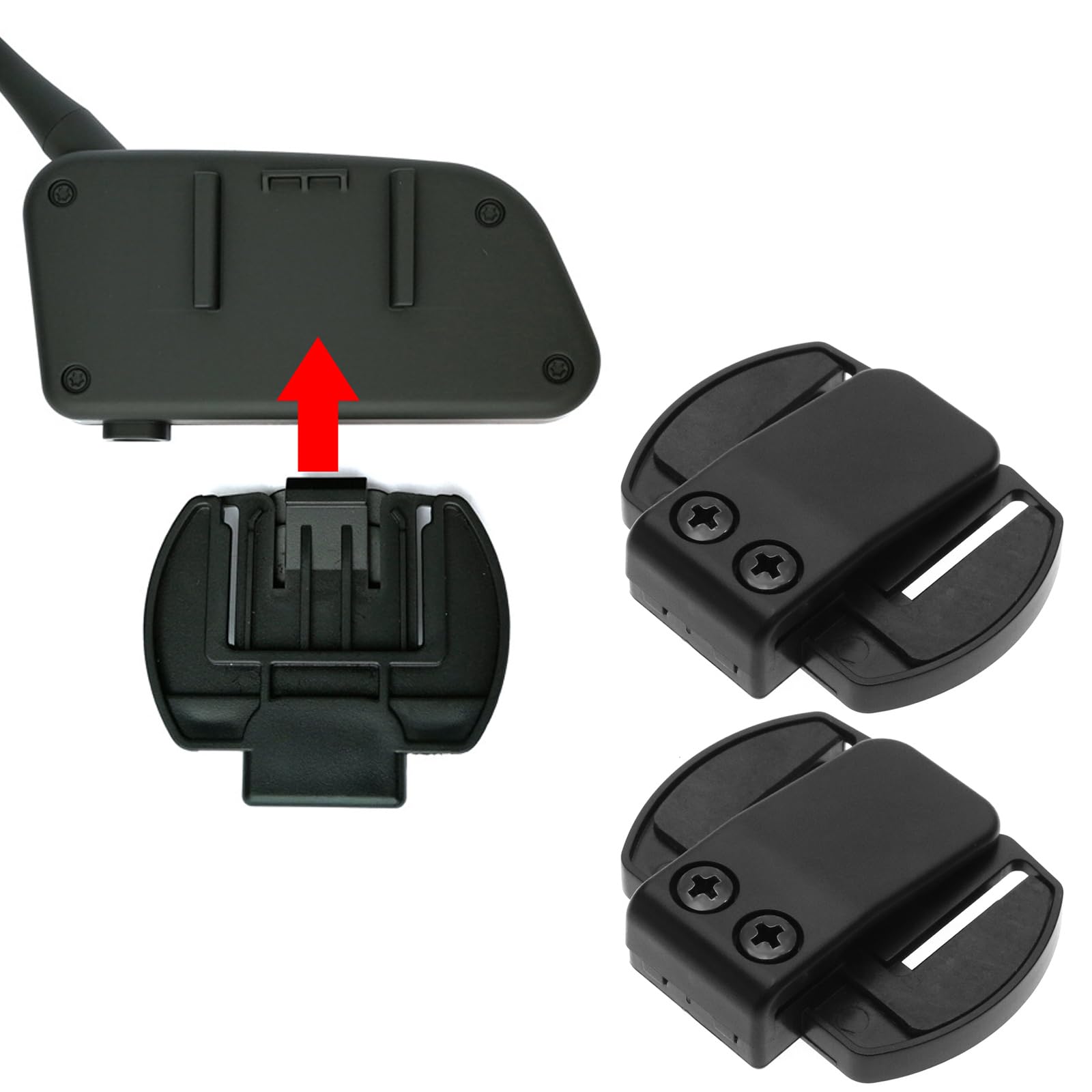 ECSiNG 2-Pack Motorcycle Helmet Bluetooth Headset Intercom Mounting Bracket - Compatible with V6 & V4 Series Bluetooth Intercom Systems - Perfect for Group Rides, Touring & Hands-Free Communication