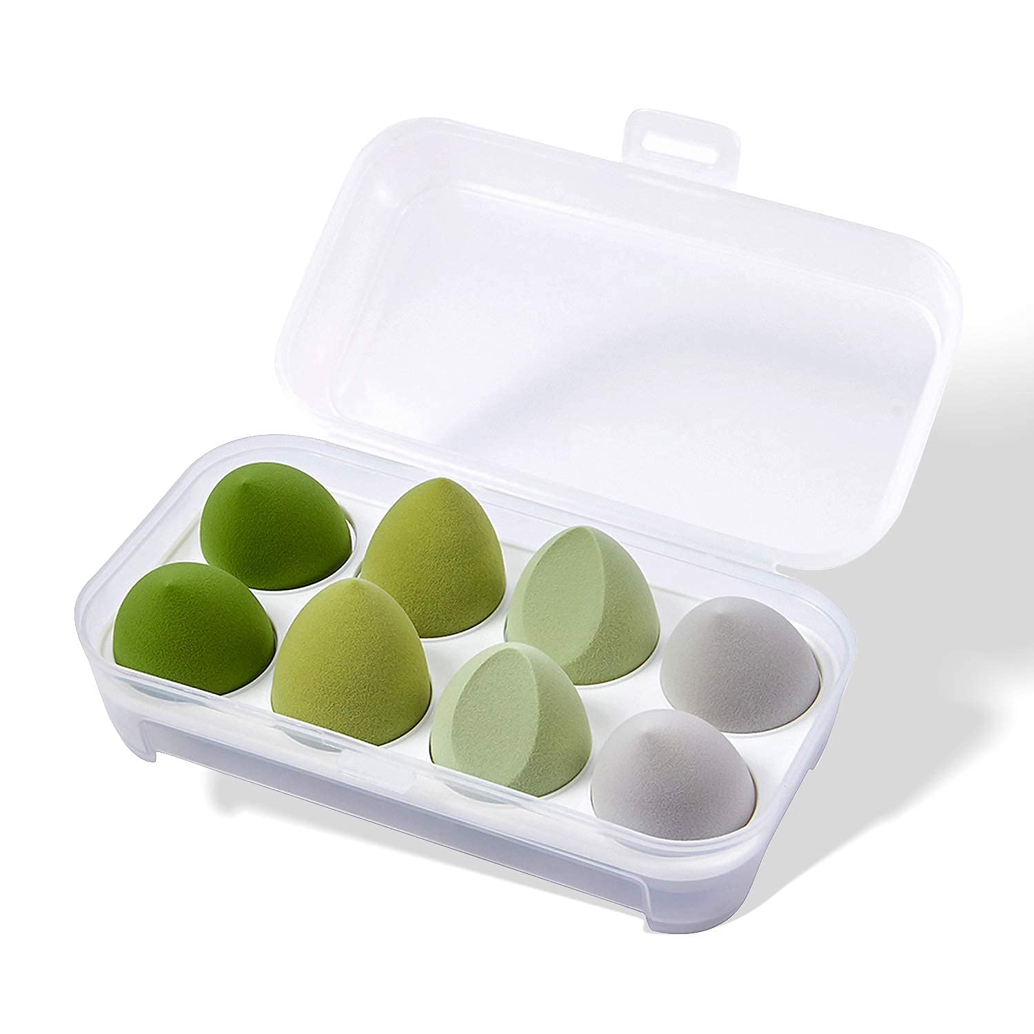 Kingbridal 8-Piece Makeup Sponge Set - Beauty Blender for Flawless Liquid, Cream & Powder Foundation - Multi-Colored Cosmetic Sponge Puff for Dry & Wet Use (Green) | Perfect for Daily Makeup, Contouring & Professional Makeup Application