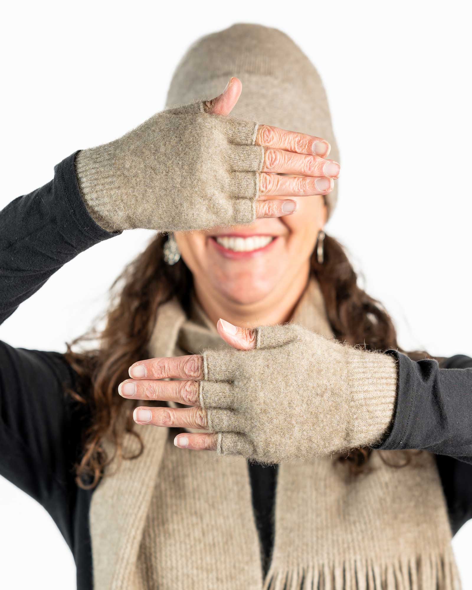 Unisex Fingerless Gloves - Soft Flax & Possum Merino Wool Blend - NX103 - Perfect for Outdoor Activities, Cycling & Cold Weather Comfort