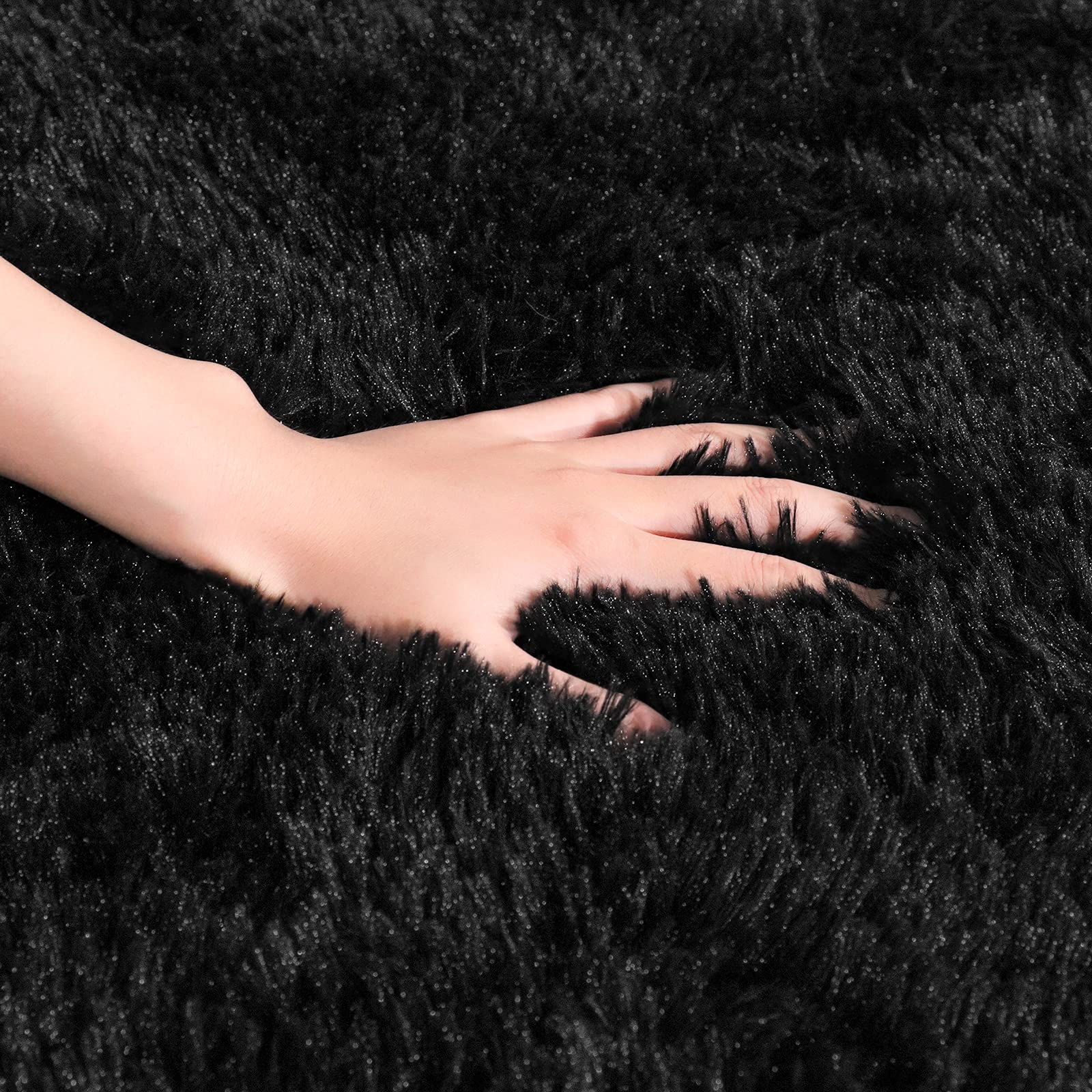 AROGAN 5x8 Feet Luxury Large Area Rugs - Super Soft Fluffy Shaggy Rug for Living Room, Bedroom, Playroom, Dorm & Nursery Decor - Black Plush Fuzzy Carpet for Kids, Girls & Teens - Perfect for Cozy Home Decor, Family Gatherings and Play Areas