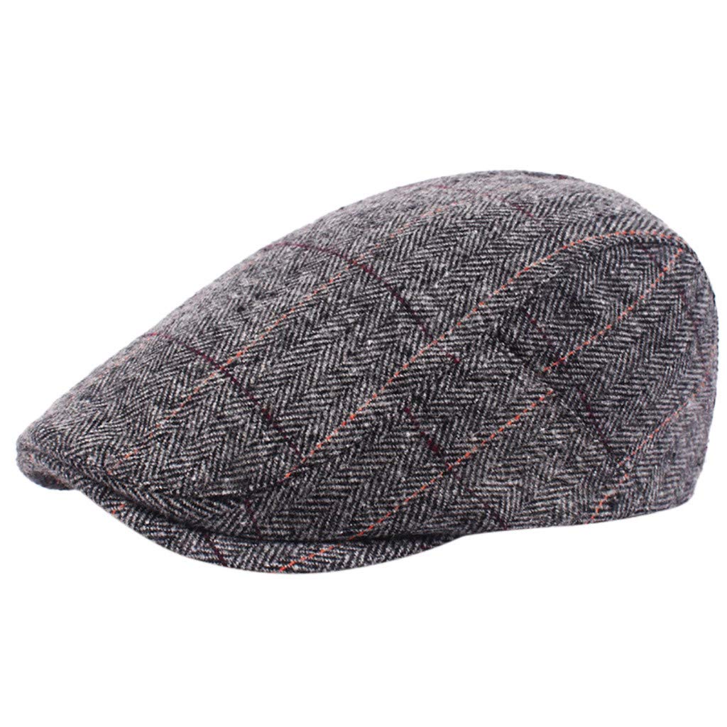 Men's Herringbone Tweed Flat Cap - Stylish Baker Boy Hat for Casual & Vintage Outfits