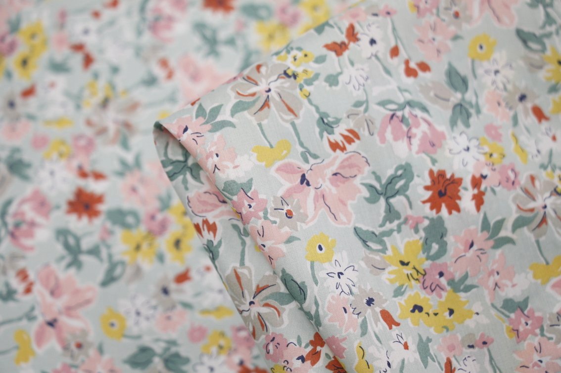California Bloom Mint Tana Lawn Fabric - Lightweight & Breathable Cotton for Dresses, Skirts & Summer Clothing | Perfect for Sewing, Quilting & DIY Fashion Projects