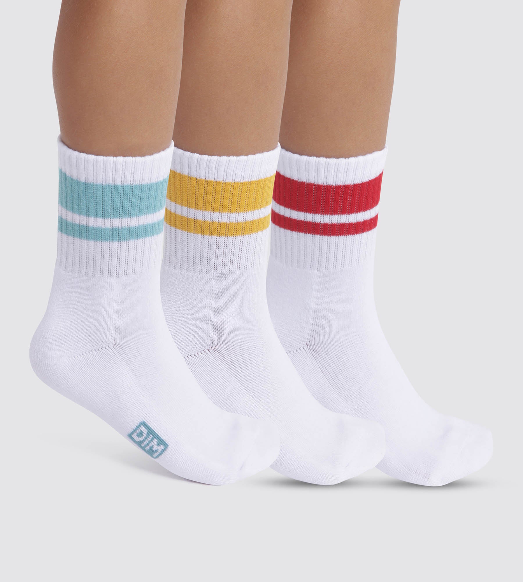 3 Pairs Kids' Socks Set - Turquoise Yellow Red Sport Socks for Boys & Girls - Perfect for School, Sports & Daily Wear