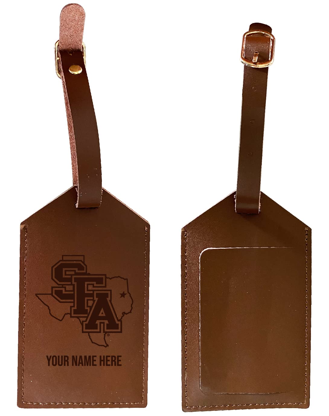 Custom Engraved Stephen F. Austin State University Leather Luggage Tag - Personalized Name - Officially Licensed College Gift for Alumni & Students - Perfect for Travel, Graduation & School Pride