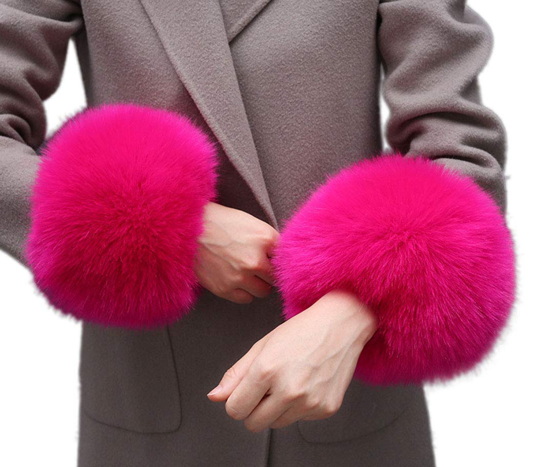 Women's Winter Faux Fur Arm Warmers - Soft Fuzzy Wrist Bands & Ring Cuffs - Cozy Fashion Accessories for Cold Weather, Parties, and Outdoor Activities