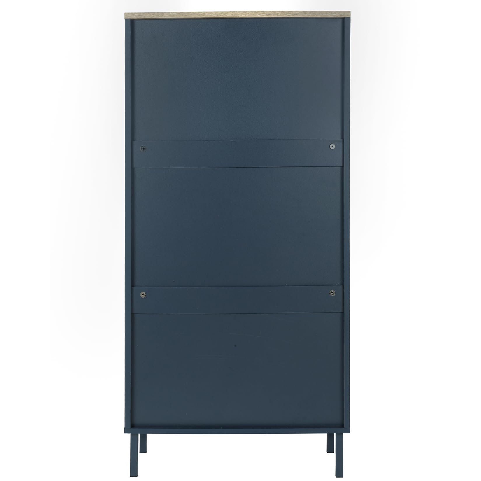 Modern 3-Tier Metal Rattan Shoe Rack Organizer - Freestanding Entryway Shoe Storage Cabinet for Hallway, Living Room & Bedroom - Space-Saving Blue Shoe Shelf for Home Organization