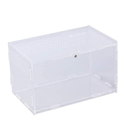 POPETPOP Reptile Breeding Box - Acrylic Terrarium Container for Lizards, Snakes & Small Pets | Portable Habitat with Ventilation | Perfect for Travel, Home Decor & Classroom Observation