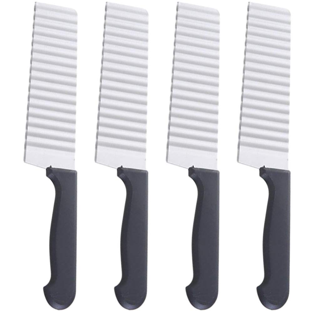 DOITOOL 4-Piece Stainless Steel Wavy Potato Slicer Set - Professional Wave Chipper & Cutter for Perfect French Fries & Veggie Chips - Ideal for Home Cooking, Restaurants & Party Snack Prep