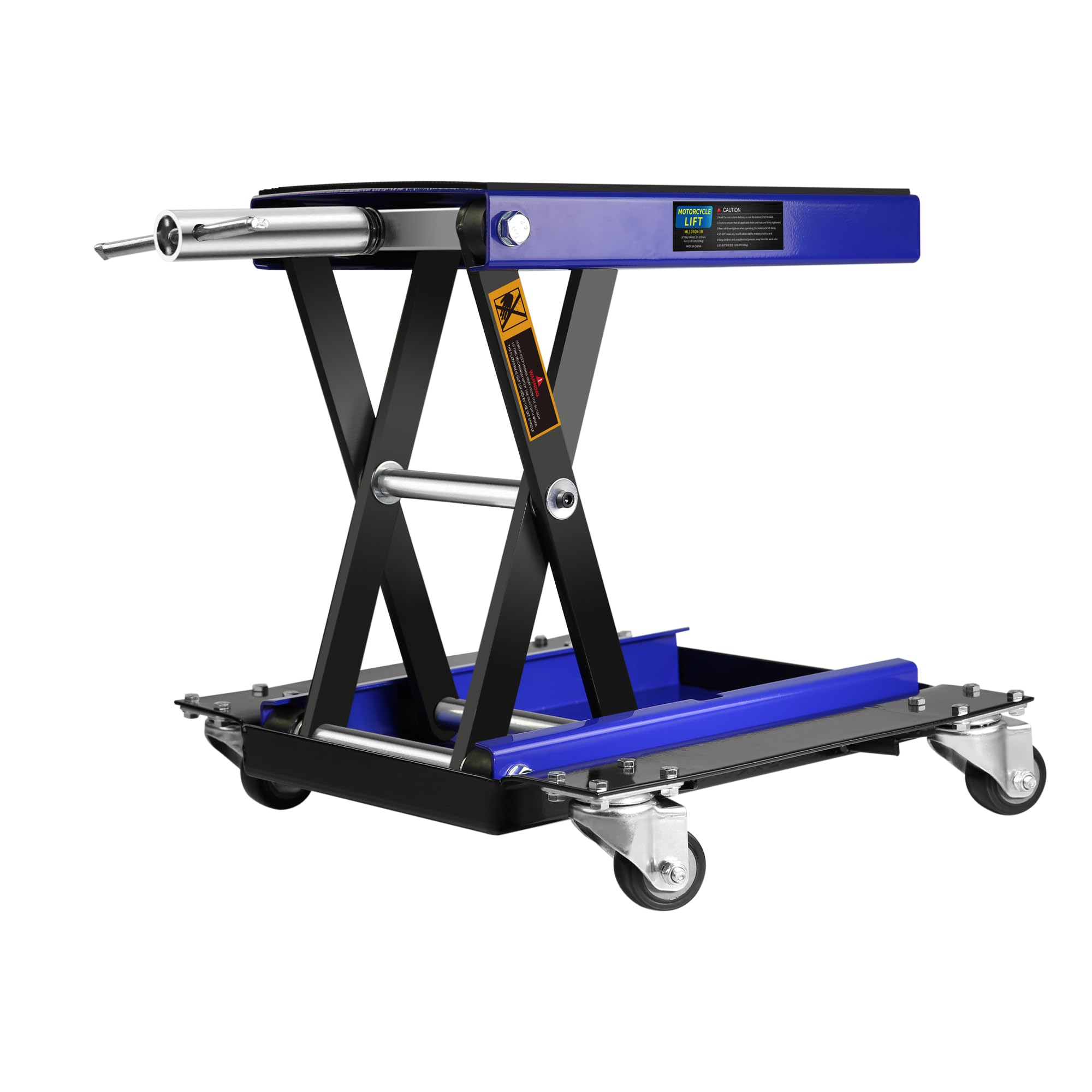1100 LB Heavy Duty Motorcycle Scissor Lift Jack with Wide Deck & Dolly - Professional Bike Lift for Street Bikes, Cruisers & Touring Motorcycles - Perfect for Garage Repairs, Maintenance & Storage