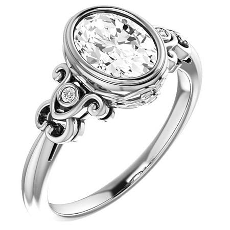 4CT Oval Colorless Moissanite Engagement Ring for Women - Sterling Silver/Solid Gold Wedding Bridal Ring Set - Diamond Solitaire Bezel Setting - Perfect for Proposals, Anniversaries & Special Occasions