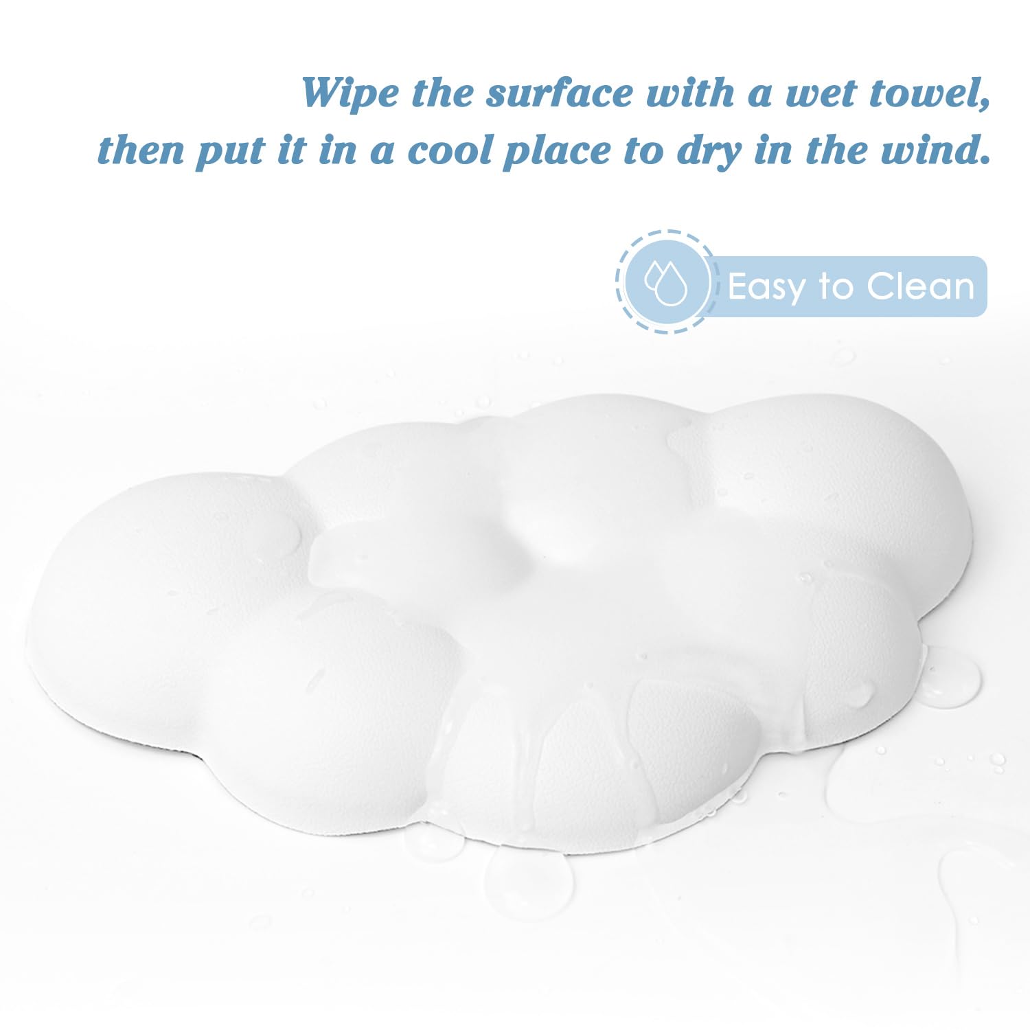 Ergonomic Cloud Wrist Rest Cushion for Mouse - Soft PU Leather Memory Foam Wrist Support Pad with Anti-Skid Base - Pain Relief for Office, School, Home - Compatible with Laptop & Computer Mouse (White) - Perfect for Long Hours of Typing and Gaming