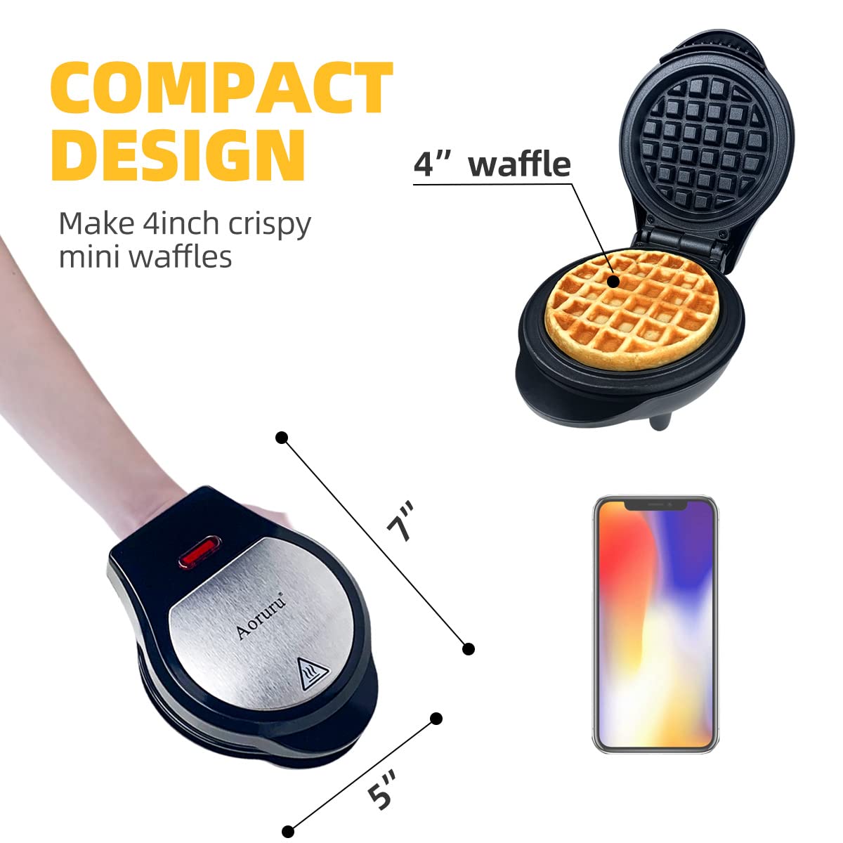 Mini Waffle Maker Electric - 600W Nonstick Chaffle Maker for Kids - Perfect for Breakfast, Snacks, Keto Diet & Family Cooking