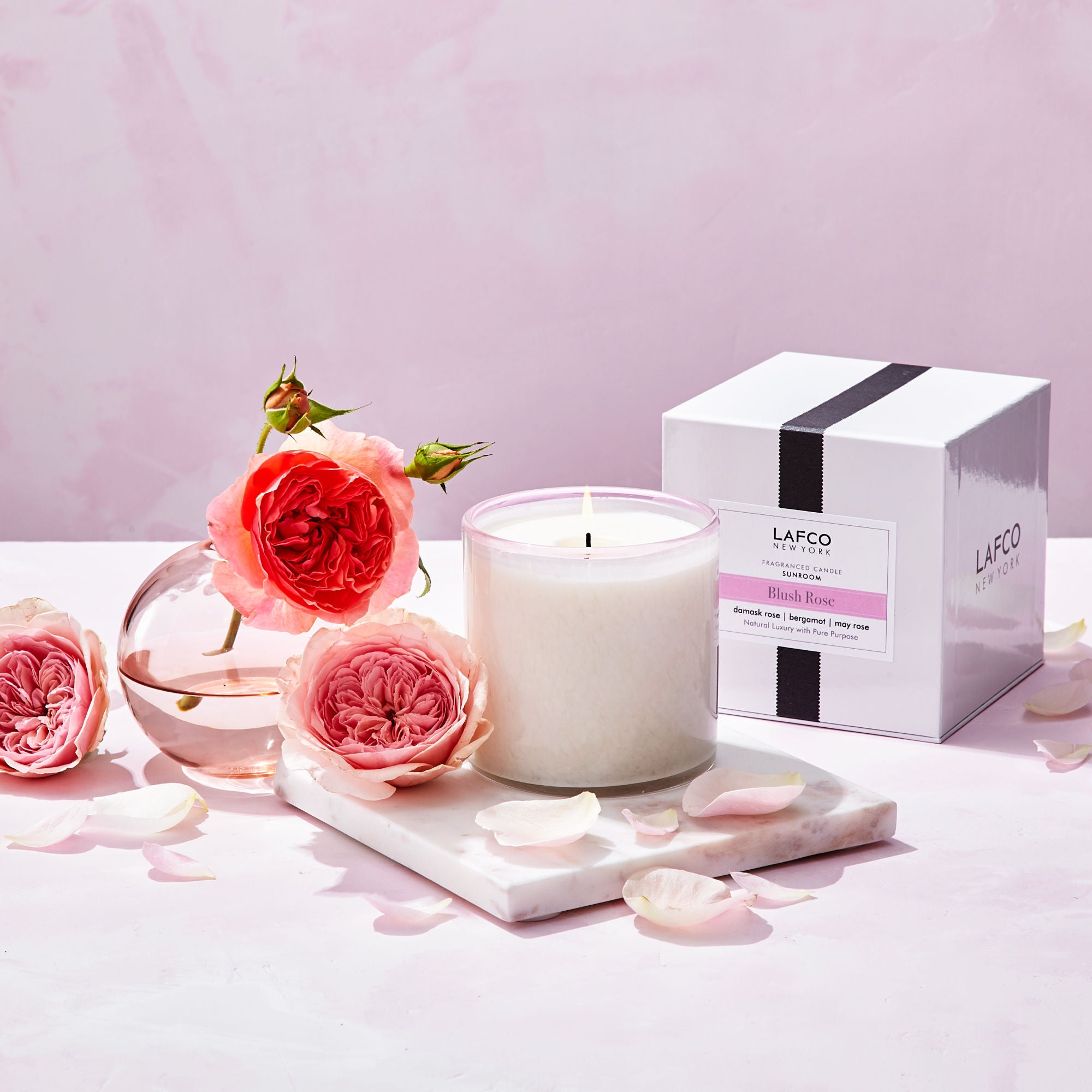 Blush Rose Signature Scented Candle - Handmade Soy Wax Candle for Home, Romantic Gifts, Wedding Decor & Relaxation