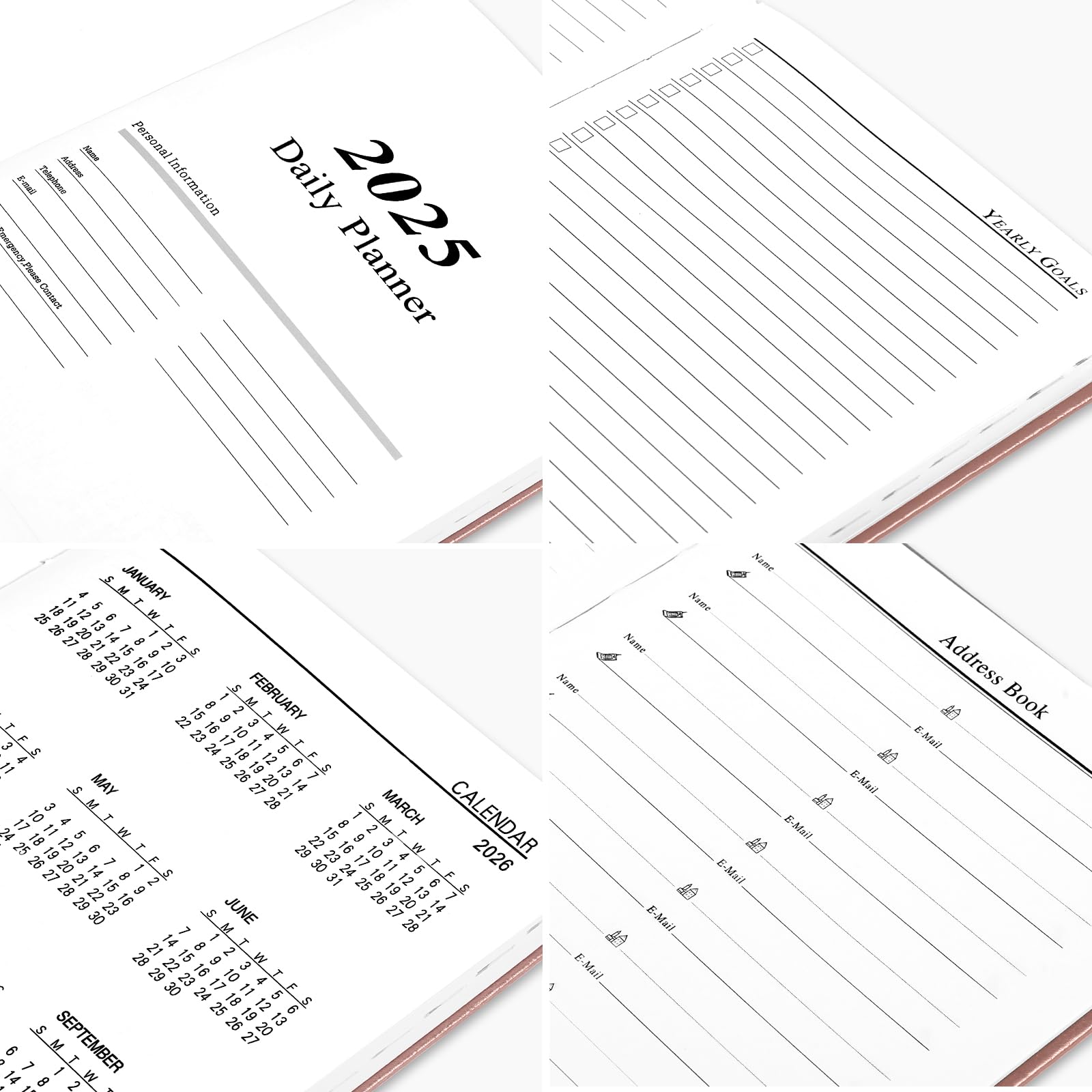 KESOTE 2025 Daily Hourly Planner - One Page Per Day, 5.7 x 8.3