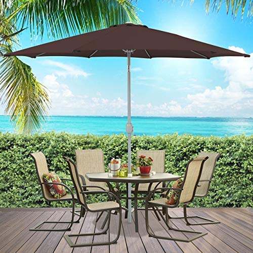 Best Choice Products SKY3434 9ft Outdoor Patio Umbrella - Waterproof, UV-Resistant, Windproof - Perfect for Backyard, Poolside, Beach, and Garden Use - Brown