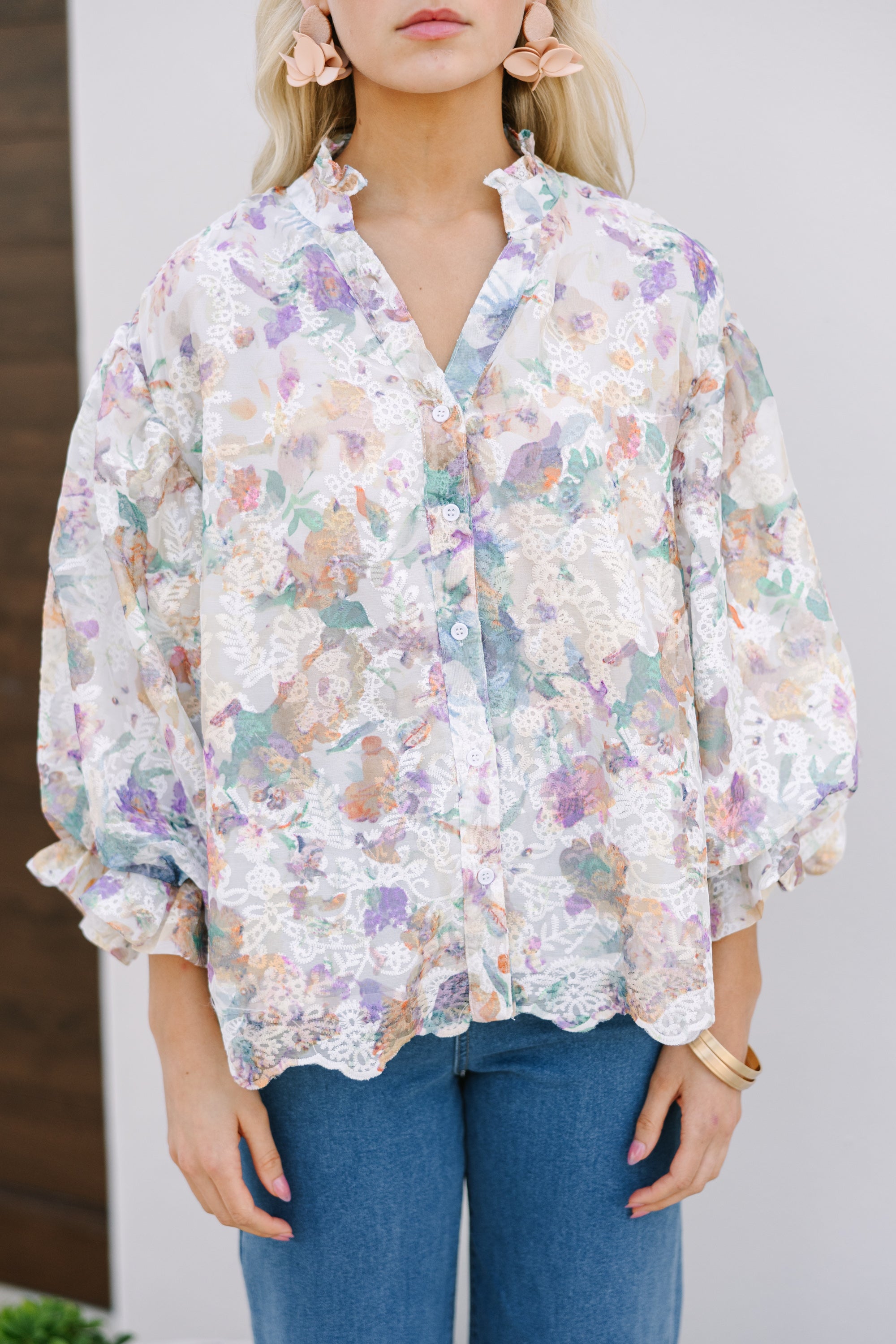 Fate: Best-Selling Cream White Floral Blouse for Women | Elegant Casual & Office Wear | Perfect for Spring Outfits, Date Nights & Work Attire