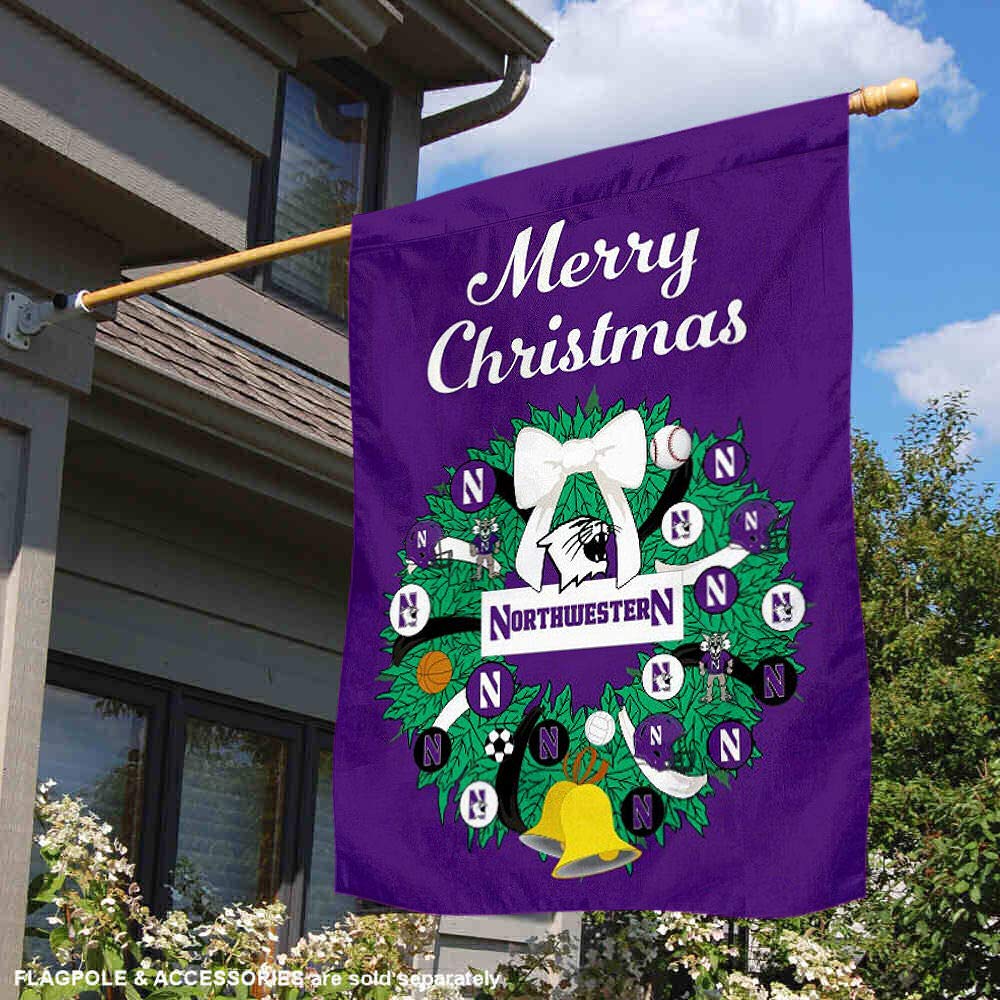 Northwestern Wildcats Happy Holidays Christmas Banner Flag - Perfect for Game Day Decor, Holiday Parties & Fan Gifts - 36