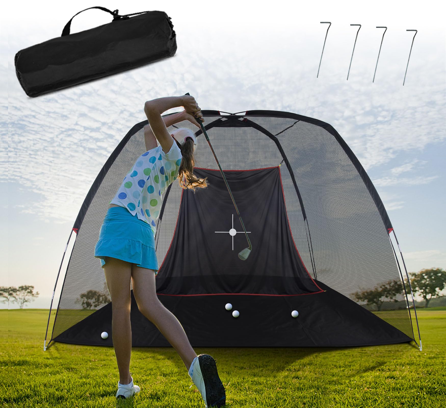 Premium Golf Practice Hitting Net with Target - Durable Backyard & Driving Range Training Aid for Swing Practice, Chipping & Accuracy Improvement | Perfect for Home, Outdoor & Indoor Golf Training