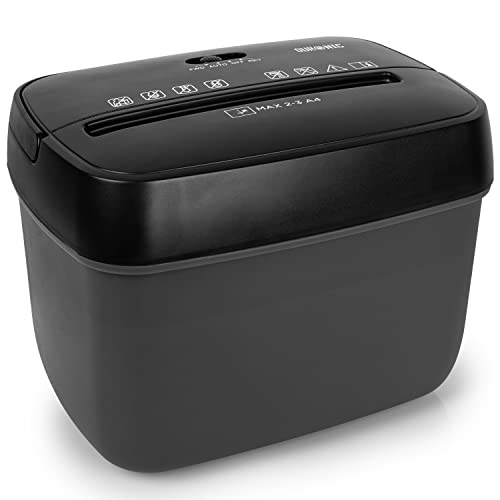 Duronic PS285 Mini Cross Cut Paper Shredder - 3 Sheet Capacity Home & Office Document Shredder for Enhanced Privacy & Security | Perfect for Personal Files, Credit Cards & Confidential Documents