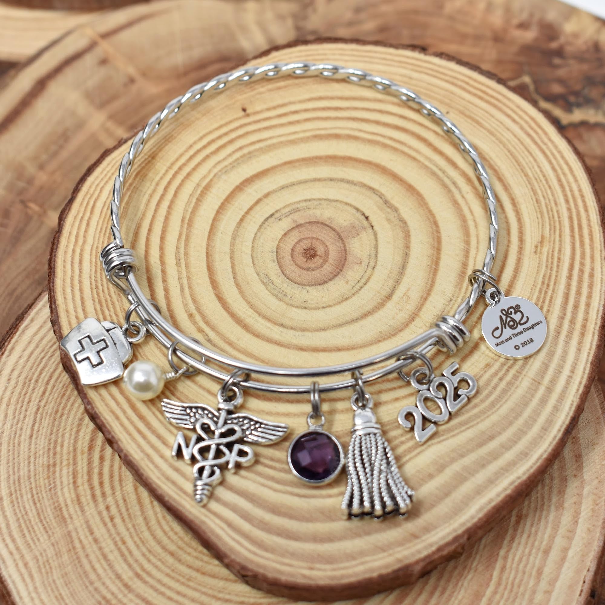 Nurse Practitioner Graduation Bangle Bracelet for Women 2025 - Stainless Steel Jewelry Gift for NP Graduates | Nursing School Graduation Present | Perfect for Celebrations & Daily Wear