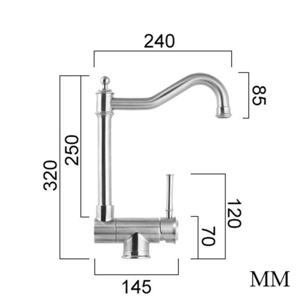 304 Stainless Steel Single Hole Kitchen Faucet - Foldable & Rotating Hot and Cold Water Tap for Sink Basin - Perfect for Small Spaces, RVs & Tiny Homes