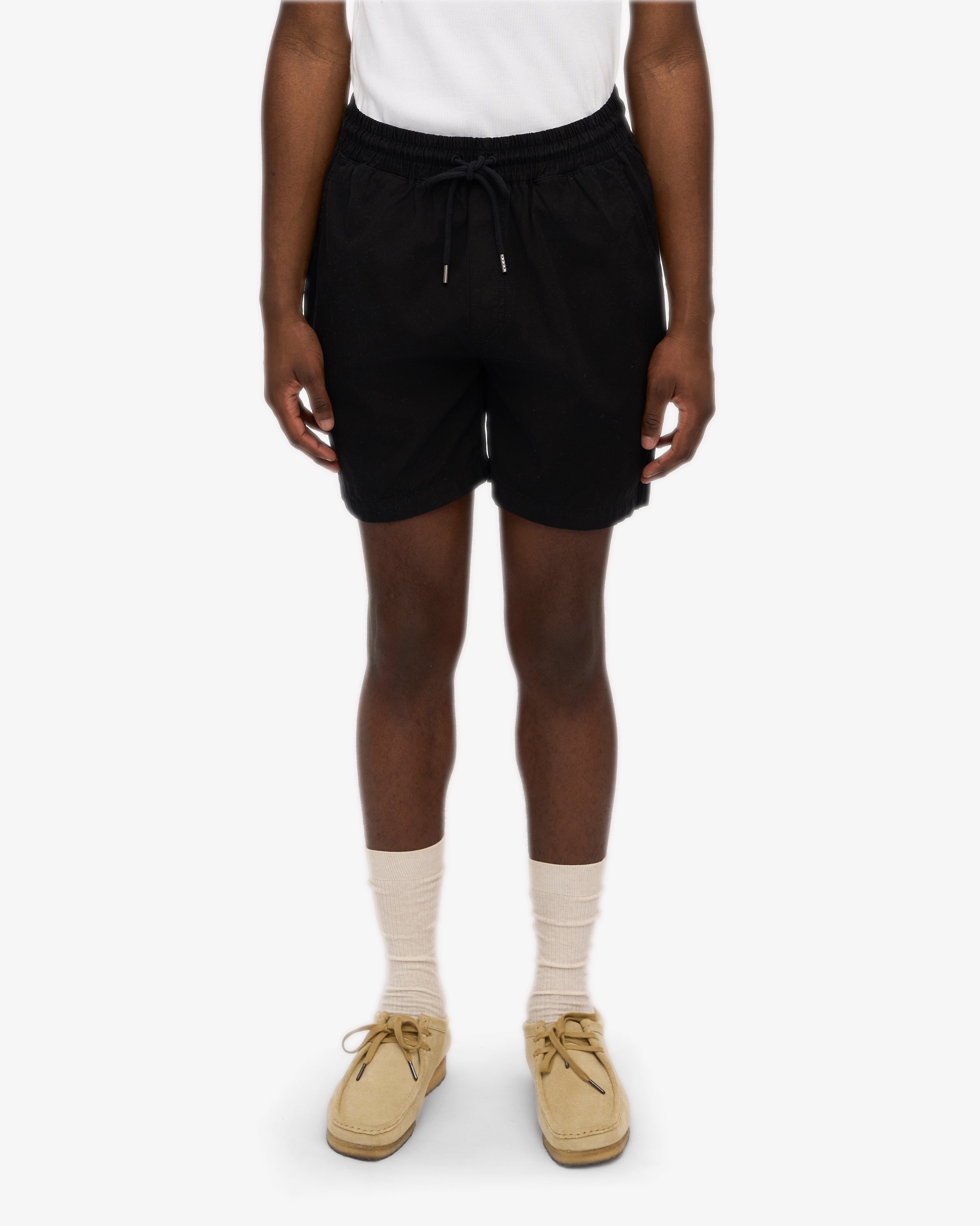 Organic Cotton Twill Shorts for Men & Women - Deep Black - Comfortable Casual Wear for Summer, Travel & Outdoor Activities