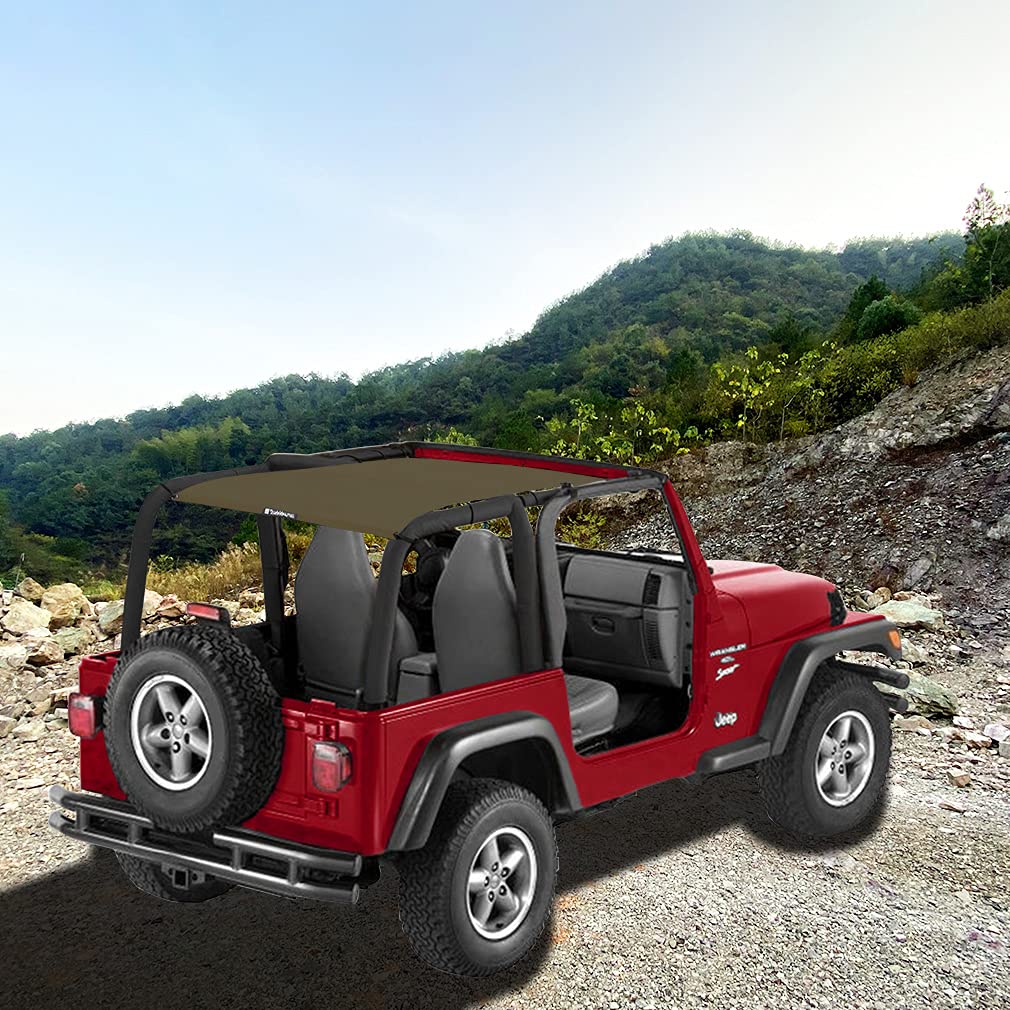 Shadeidea Sun Shade for Jeep Wrangler TJ 1997-2006 - Front & Rear Mesh UV Blocker Top Cover with Storage Pouch - 10 Year Warranty - Perfect for Off-Roading, Beach Trips & Summer Adventures