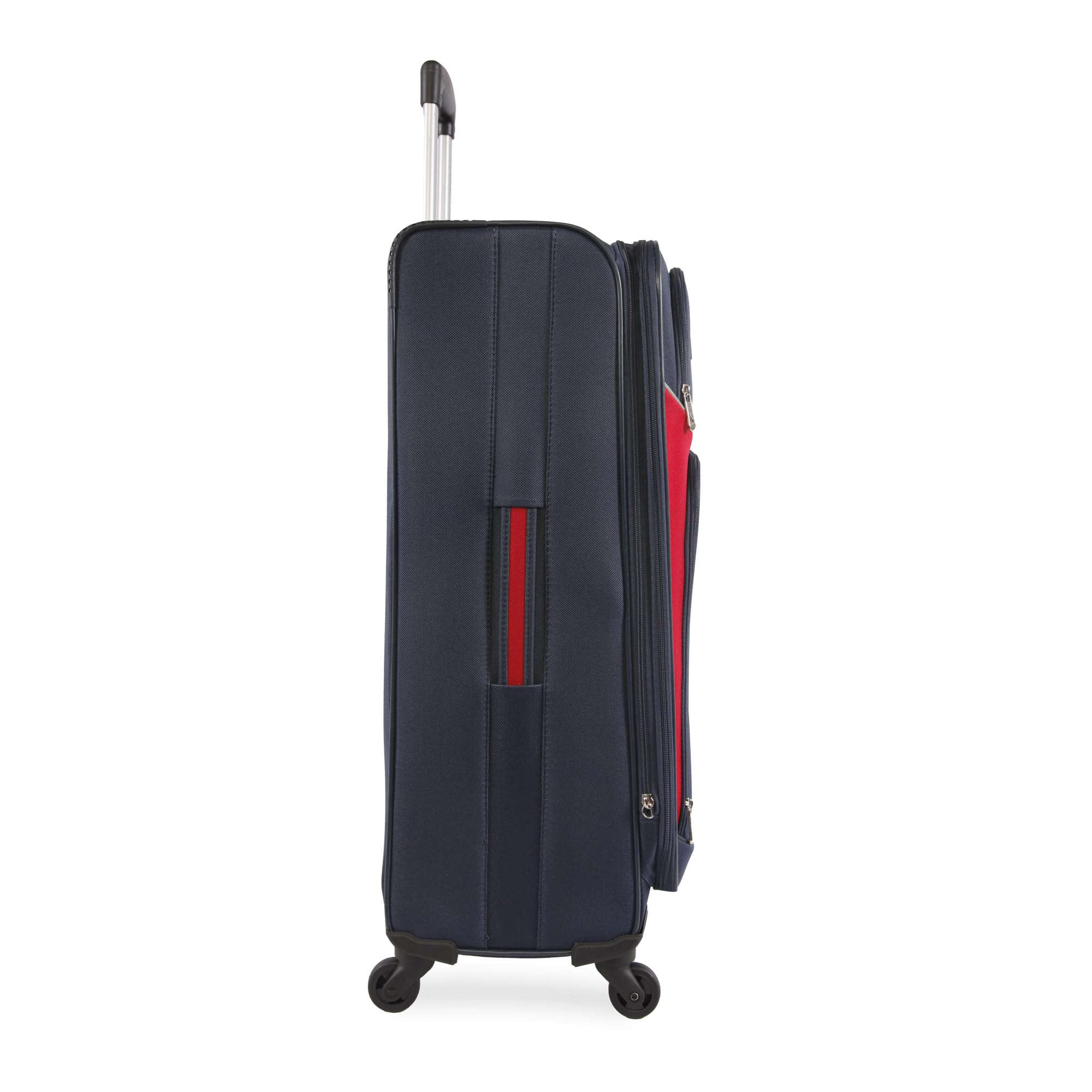 NAUTICA Oceanview 5-Piece Softside Luggage Set in Navy & Red - Lightweight Spinner Suitcase for Travel, Vacation & Business Trips