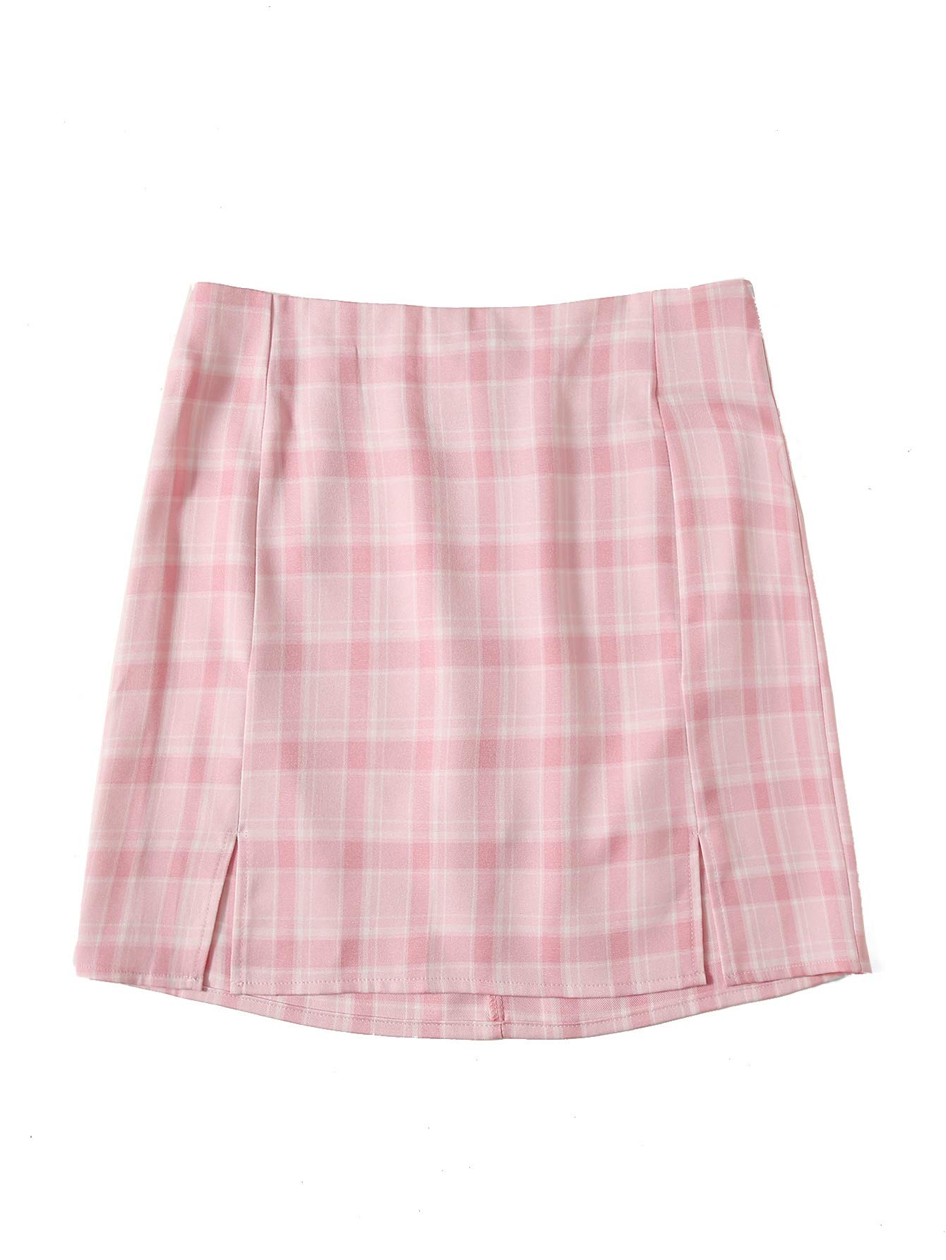 WDIRARA Women's Plaid Mini Skirt - High Waist Bodycon Skirt with Front Split & Zip Closure | Perfect for Casual Outfits, Date Nights & Club Wear
