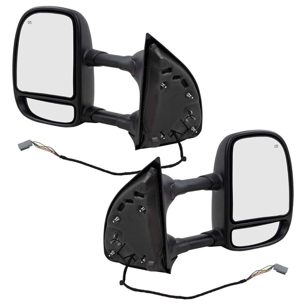 Heated Power Telescopic Tow Mirrors with Turn Signal for Ford Pickup Truck - Driver & Passenger Side (4C3Z17D743BAA/4C3Z17D742BAA) - Perfect for Towing, Hauling & Enhanced Visibility
