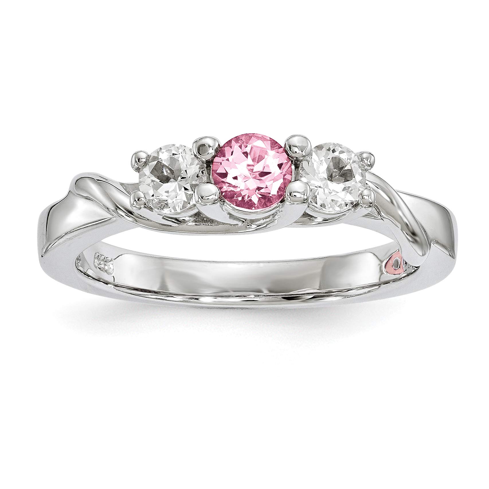 Sterling Silver Survivor Collection Ring with Clear & Pink Swarovski Topaz - Elegant Jewelry for Women, Perfect for Anniversary Gifts, Date Nights & Special Occasions