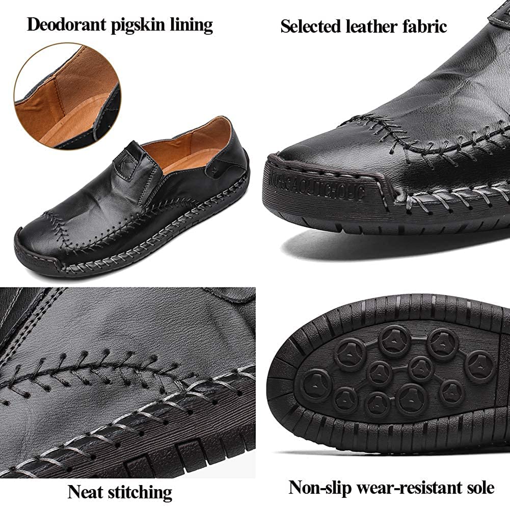 Men's Leather Loafers - Casual Dress Shoes for Driving, Penny Boat Moccasins & Oxford Slippers - Comfortable Walking Shoes for Work, Office & Daily Wear