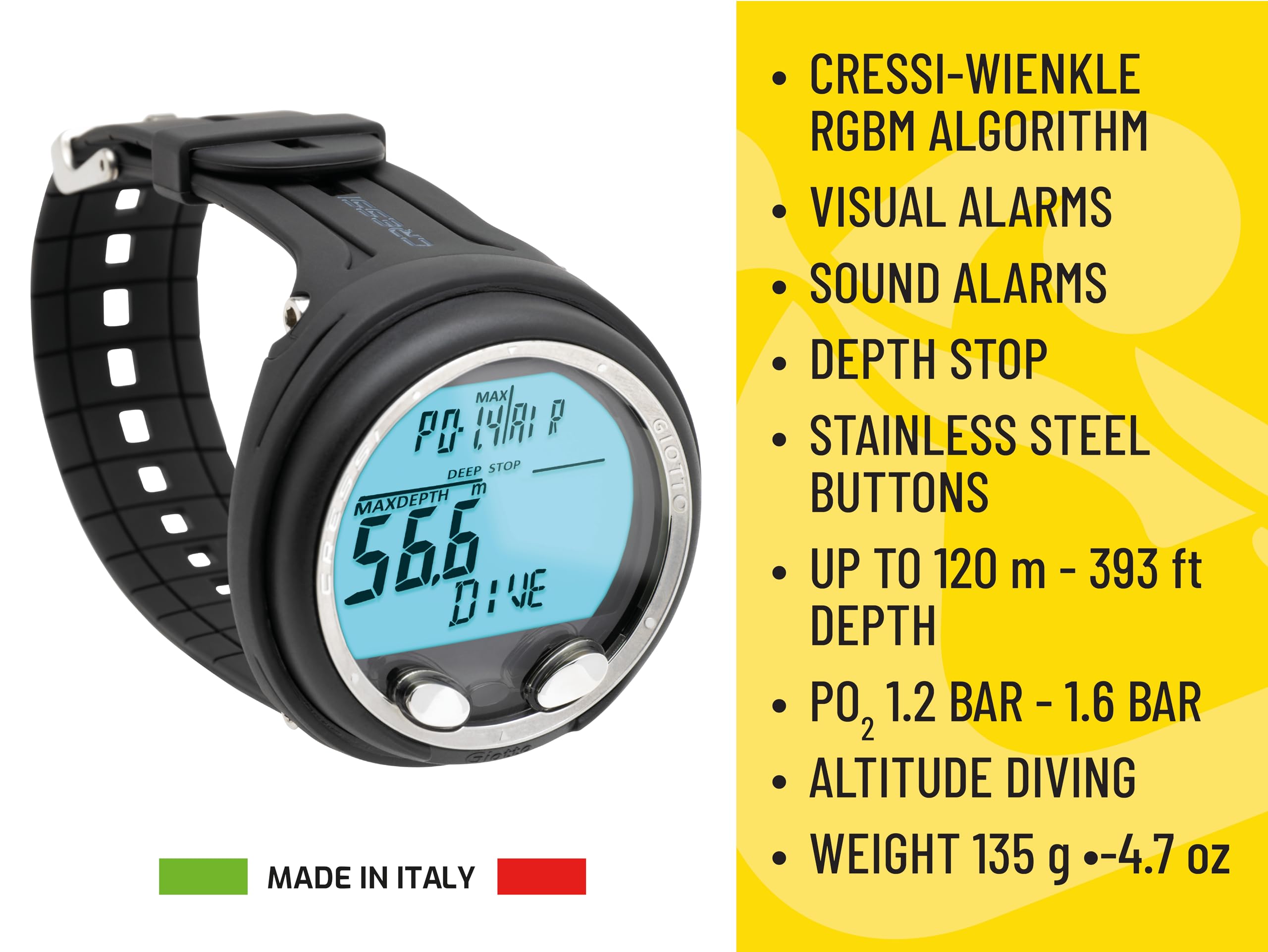 Cressi Giotto Scuba Diving Wrist Computer - Black/Pink Dive Watch for Men & Women | Perfect for Deep Sea Diving, Snorkeling & Underwater Adventures